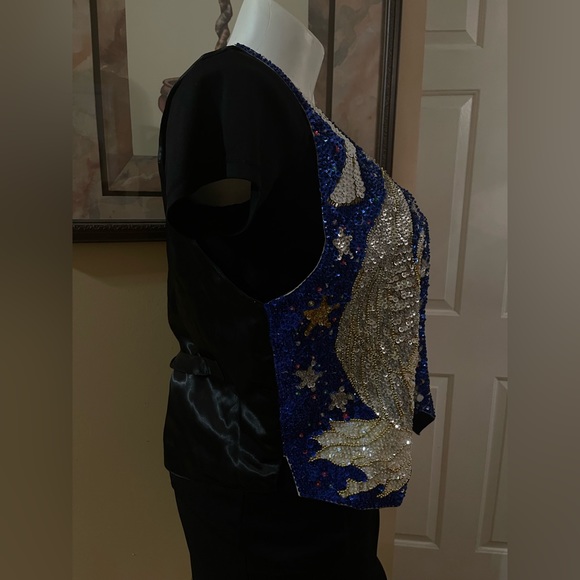 Vintage Sequin Christmas Vest Angels & Doves Holiday Religious BALI GEM Large - Picture 8 of 14